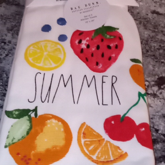 Rae Dunn Kitchen Towel Set of 3 🍋🍊🍑🍒🍓🫐 - Picture 2 of 5
